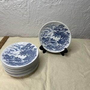 WEDGWOOD Vintage‎ England Countryside Set of 12 Blue/White Saucers  5.5